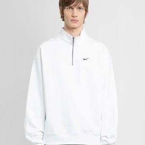 NIKE SOLO SWOOSH 1/4 ZIP HEAVY DUTY SWEATSHIRT WHITE DQ5209-100 - MEN’S SIZE M